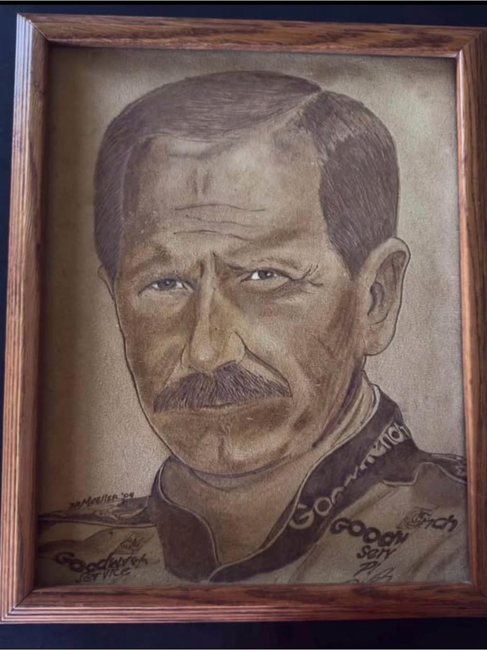 Dale Earnhardt Sr. One of a kind Unique Leather Portrait